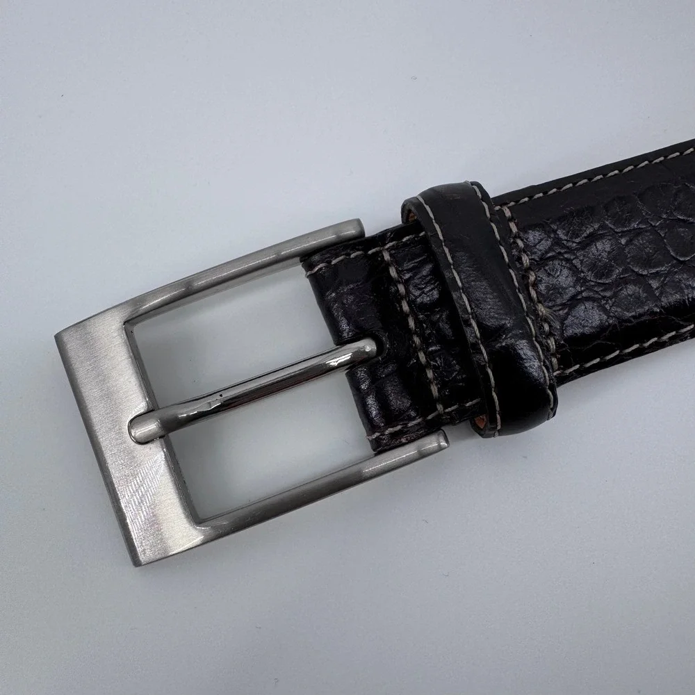 Martin Dingman Belt Mens 44 Brown Alligator Grain Calf Leather‎ Dress Handmade